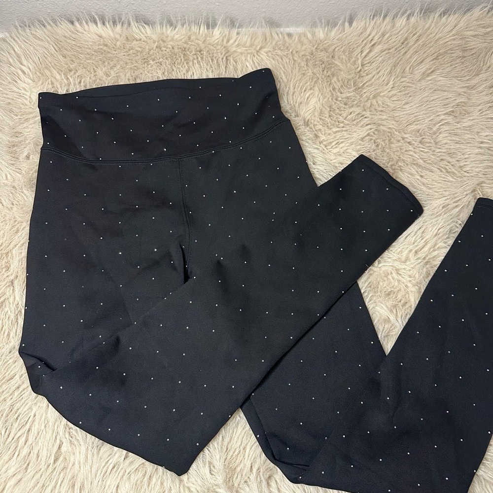 Ivivva Black Leggings with Silver Dot Detail